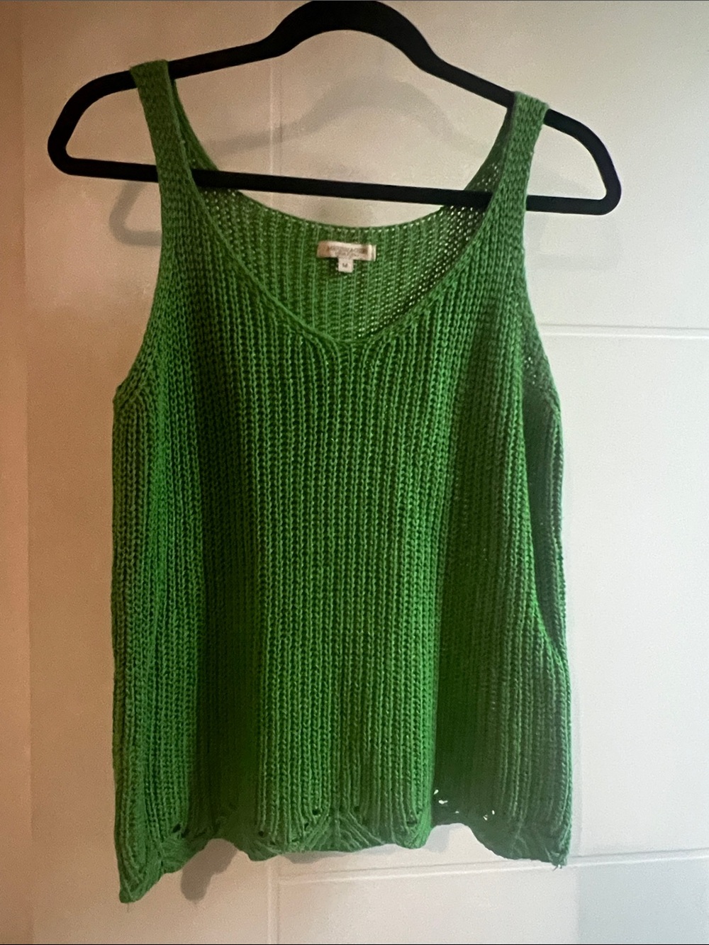 Lightweight Green Knit Tank Top - Sleeveless V-Neck